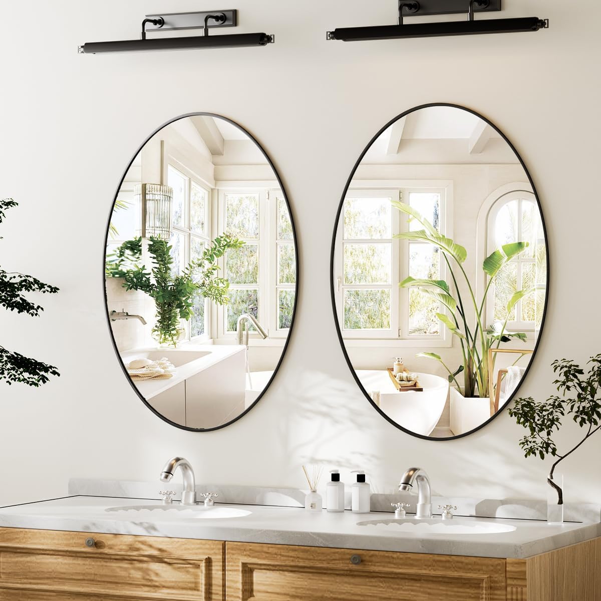 Amazon.com: Koonmi Black Oval Bathroom Mirror, 20